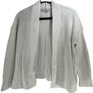 Loft Summer White Textured Open Knit Open Front Cardigan Size S